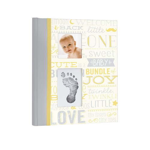 Little Blossoms by Pearhead 0-5 Year Baby Memory Book with Ink Pad for Expecting Parents, Yellow