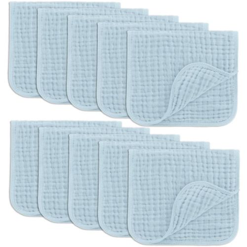 Muslin Burp Cloths Large 100% Cotton by Comfy Cubs (White, Pack of 10)