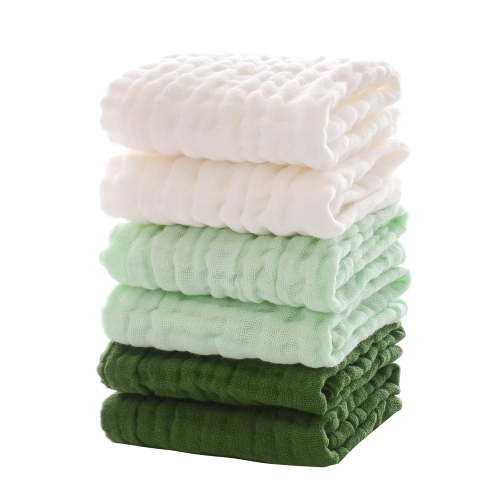 Baby Muslin Washcloths , Soft Face Cloths for Newborn, Absorbent Bath Wipes, Burp Cloths or Towels, Baby Registry as Shower, Pack of 6-12x12 inches