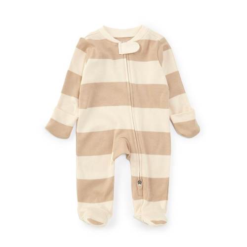 Burt's Bees Baby Newborn-9 Months Long-Sleeve Rugby-Striped Footed Coverall