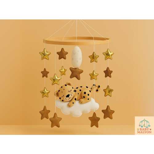 Personalized Baby Mobile, Leopard, Wild One Birthday, Felt Jungle Animals, Baby Room Decor, Felt Animals Ornament, Felt Baby Crib Mobile