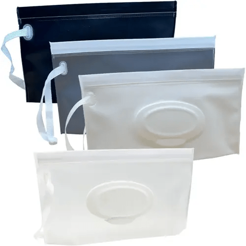 Baby Wet Wipes Pouches, 4 Pcs Baby Wet Wipes Dispensers, Travel Wet Wipes Bags Cases, Reusable Refillable Portable Wipe Carrying Pouches for Baby Adult Teenager