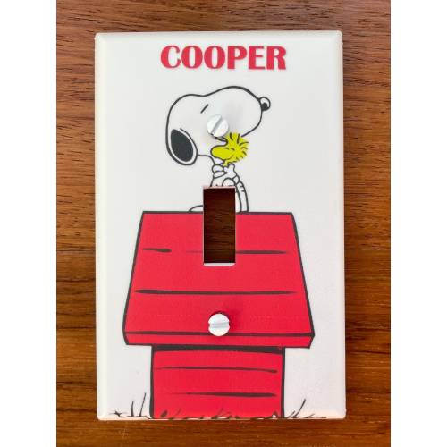 Snoopy light switch plate cover // Charlie Brown Woodstock Red Baron // Personalized // FAST SHIP!