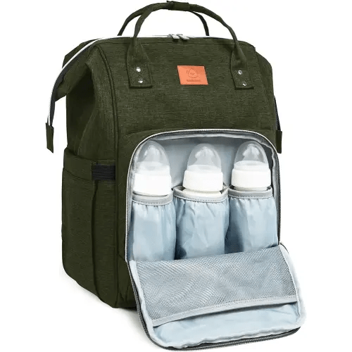 KeaBabies Baby Diaper Bag Backpack - Large Baby Bag for Boys, Girls, Waterproof Multi Function Travel Diaper Backpack with Changing Pad, Durable Travel Essentials for Moms and Dads (Dark Olive)
