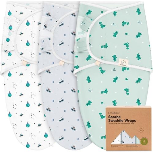 3-Pack Organic Baby Swaddle Sleep Sacks - Swaddles for Newborns, Infant 0-3 Months, Baby Girls, Boys, Soft & Snug Newborn Sleep Sack, Nursery Swaddling Blankets (Space Quest, OS)