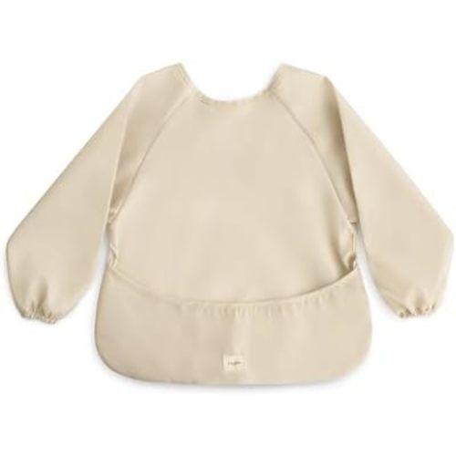 mushie Long Sleeve Baby Bib | Water Resistant Adjustable Fit for Ages 6-24 Months