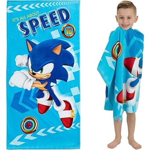 Franco Kids Super Soft Cotton Beach Towel, 58 in x 28 in, Sonic The Hedgehog
