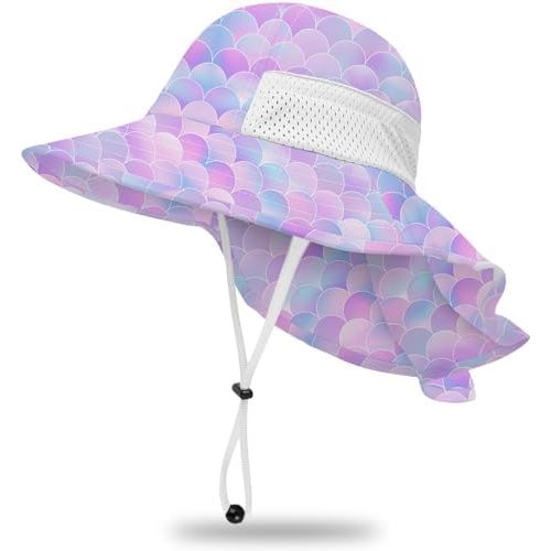Toddler Baby Sun Hat Kids Summer UPF 50+ for Boys Girls Adjustable Beach Hats with Bucket Wide Brim Age 1-7 Years