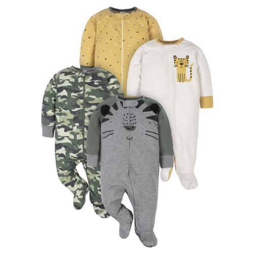 Gerber Baby Boy Sleep 'n Play Footed Pajamas, 4-Pack