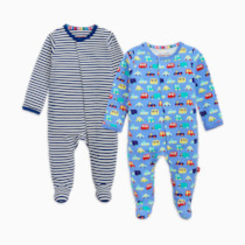 Magnetic Me Cloudstretch Magnetic Footie (2-Pack) - Blue Multi, 3-6 M