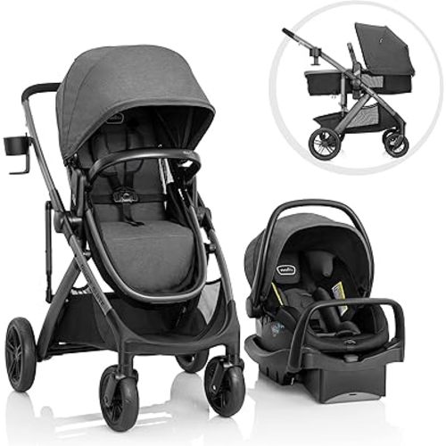 Evenflo Pivot Suite Travel System with LiteMax Infant Car Seat with Anti-Rebound Bar Devon Gray