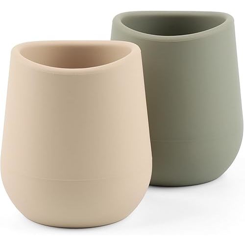 Silicone Baby Cups for 6-12 Months Infants, Silicone Tiny Cups Open Training Cup for Baby Led Weaning, 2 Pack (Color 4)