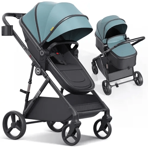Infant Stroller with Bassinet, Convertible Baby/Toddler Strollers w Reversible Seat & Cup Holder, Coches para Bebes, 2-in-1 Rear-Facing Pram, One-Hand Quick Fold, Revo C10, Blue