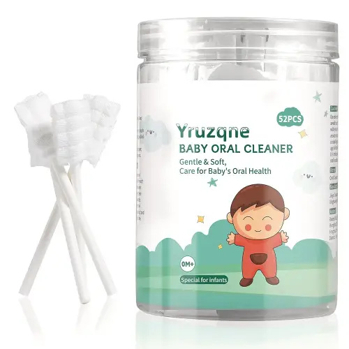 52Pcs Baby Tongue Cleaner, Disposable Baby Toothbrush Oral Cleaner, Infant Gum and Tooth Cleaning Stick for Newborns, Toddler Mouth Cleaner