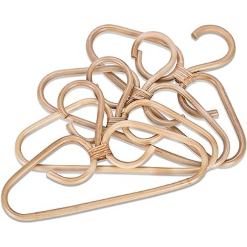 Orangepals Rattan Baby Hangers - Bamboo Clothes Hangers - Rattan Décor - Wooden Baby Hanger - Boho Nursery Décor - Set of 4