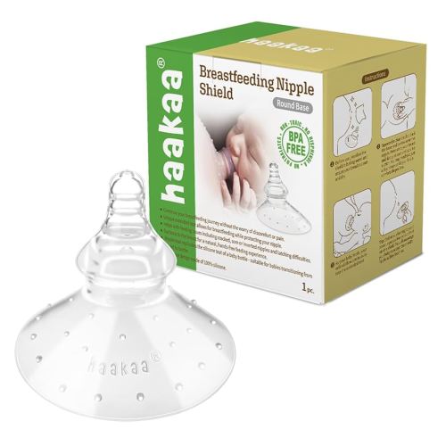 haakaa Nippleshield Silicone Nipple Shields for Breastfeeding with Carry Case Super-Soft, 1pk