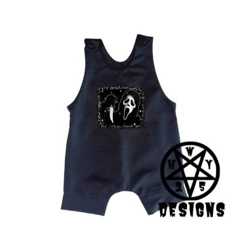 Scream Horror Overall Cuffed Romper Jumpsuit