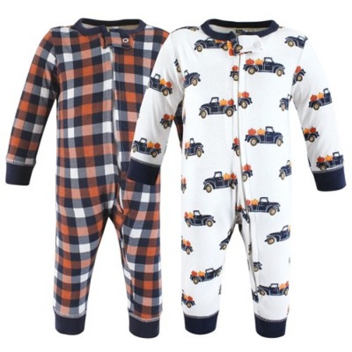 Hudson Baby Cotton Sleep and Play, Pumpkin Truck, Size: 0-3 months