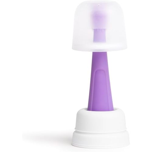 Ubbi 360° Baby Training Toothbrush with Safety Shield and Cover, Food-Grade Platinum Silicone, Gentle Cleaning for Infants, Smoothie Purple