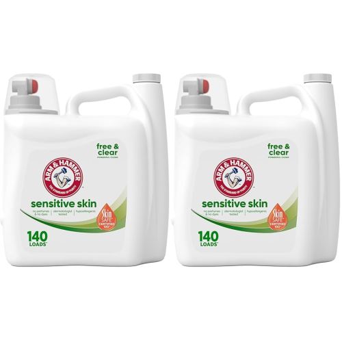 Arm & Hammer Sensitive Skin Free & Clear, 140 Loads Liquid Laundry Detergent, 140 Fl oz (Pack of 2)