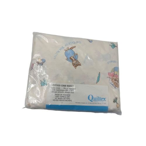 Vintage Beatrix Potter by Quiltex Peter Rabbit  &amp; friends fitted crib sheet new
