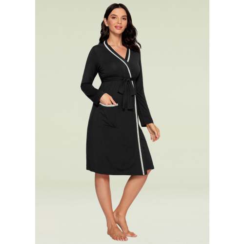 Women's Soft Bamboo Viscose Maternity Nursing Robe