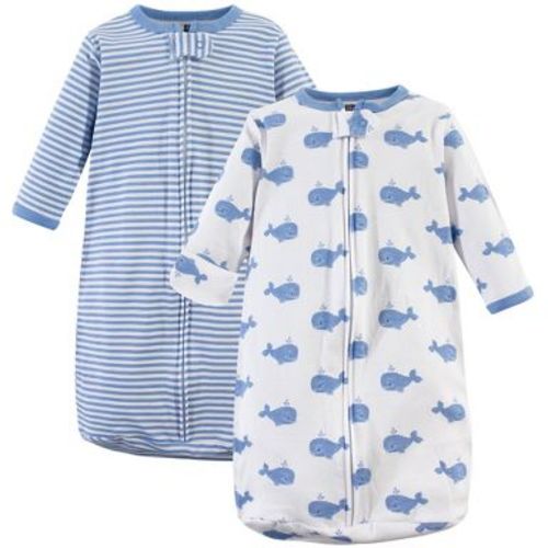 Hudson Baby Infant Boys Cotton Long-Sleeve Wearable Sleeping Bag, Sack, Blanket, Blue Whales, 3-9 Months