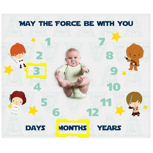 Baby Monthly Milestone Blanket for Kids - May The Force Be With You