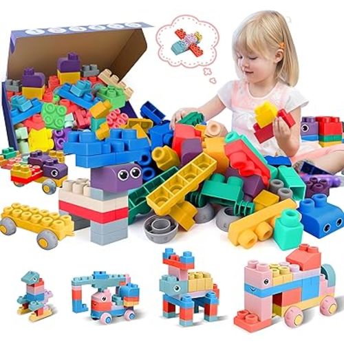 Soft Building Blocks for Toddlers, Large Building Blocks Stacking Blocks for Babies 6 Months and Up Stem Toddler Gifts, Teething Toys, 40 PCS