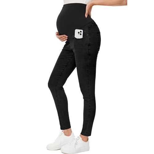 PACBREEZE Women's Maternity Jeans Over Belly Skinny Stretchy Denim Pants Comfy Slim Pregnancy Pants