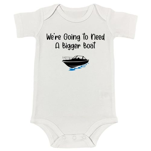 We're Going to Need a Bigger Boat Romper Boating Themed Bodysuit New Pregnancy Announcement Shower Gift Idea (0-6 Months, Cute Print-Short Sleeve Romper)