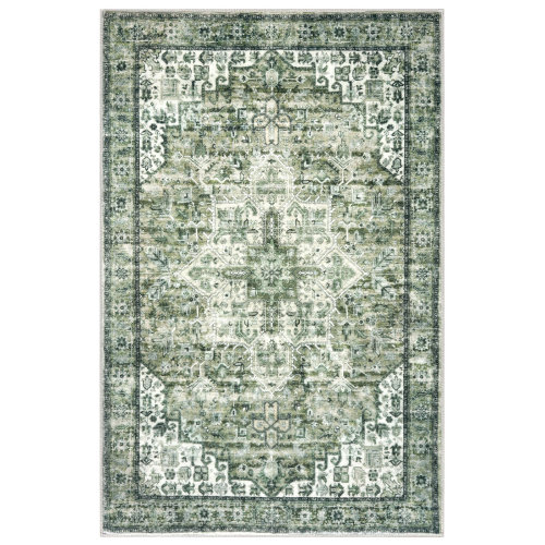 Bungalow Rose Washable Oriental Area Rugs Non slip Green Rugs & Reviews | Wayfair