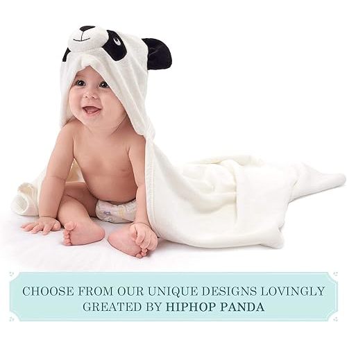 HIPHOP PANDA Hooded Towel - Rayon Made from Bamboo, Bath Towel with Bear Ears for Newborn, Babie, Toddler, Infant - Absorbent Large Baby Towel - Panda, 30 x 30 Inch