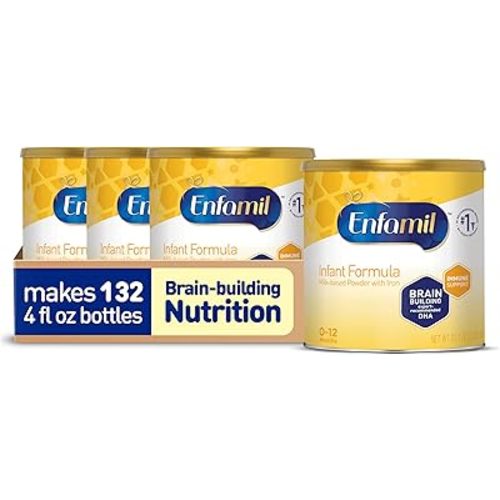 Enfamil Infant Formula, Milk-based Baby Formula with Iron, Omega-3 DHA & Choline, Powder Can, 21.1 Oz (Pack of 4)