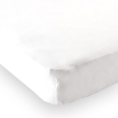 Luvable Friends Unisex Baby Fitted Crib Sheet, White Solid, One Size