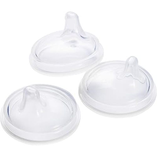 Boon Nursh Silicone Sippy Cup Lid - Convertible Transitional Sippy Spouts for Nursh Baby Bottles - Sippy Cup Lids for Babies - Baby Feeding Supplies - Ages 6 Months and Up - 3 Count