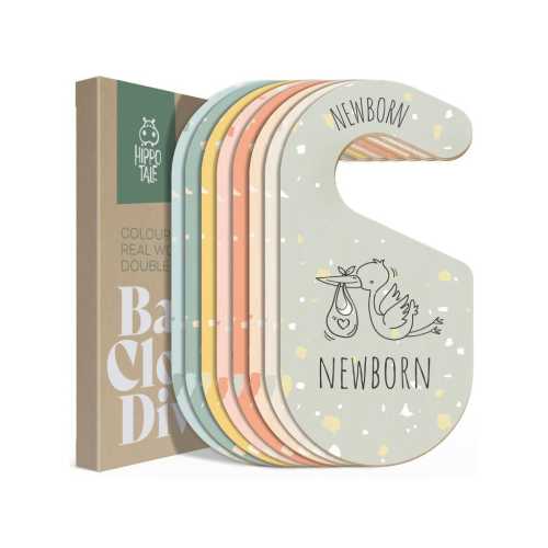 Colorful Baby Size Closet Dividers - Wooden Baby Clothes Organizer for Nursery Decor, Storage & Organization - 8 Pcs of Baby Closet Dividers