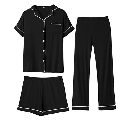 Rnxrbb 3 PCS Women Maternity Pajamas Set Nursing Postpartum Breastfeeding Pjs Sleepwear Lounger Clothes Button Down