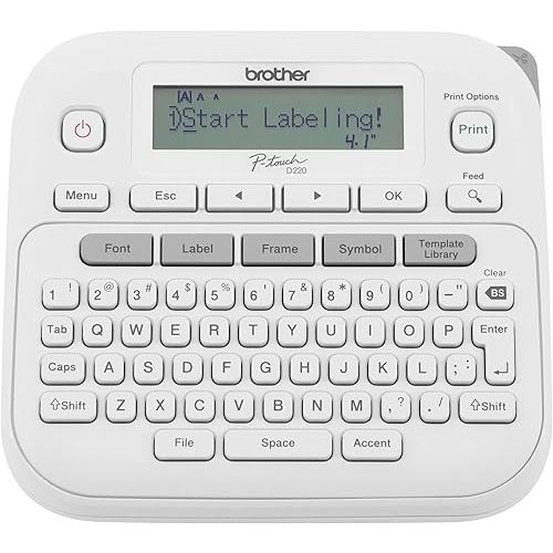 Brother P-Touch PTD220 Home/Office Everyday Label Maker | Prints TZe Label Tapes up to ~1/2 inch White