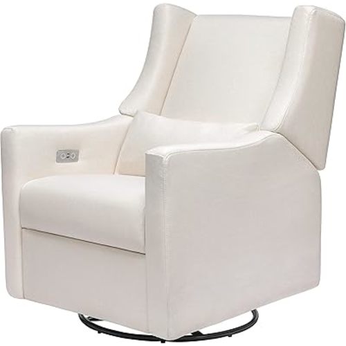 Babyletto Kiwi Electronic Power Recliner and Swivel Glider with USB Port in Performance Cream Eco-Weave, Water Repellent & Stain Resistant, Greenguard Gold and CertiPUR-US Certified
