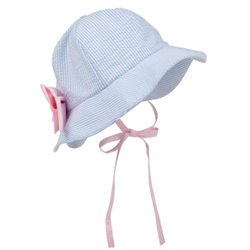 Pippa Petal Hat - Breakers Blue Seersucker with Palm Beach Pink