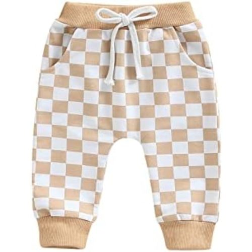 Toddler Baby Boy Girl Checkerboard Plaid Pants Elastic Waist Casual Trousers Spring Summer Fall Winter Long Pants