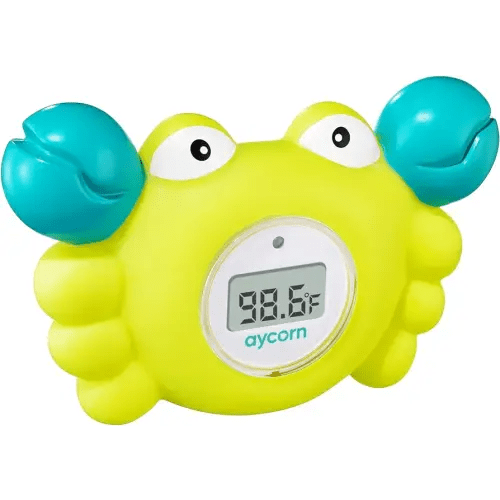 Aycorn Digital Baby Bath Thermometer - Fahrenheit Bath Thermometer Baby Safety - Water & Room Thermometer with LED Display and Temperature Warning - Infant Baby Bath Toys Floating Toy Thermometer