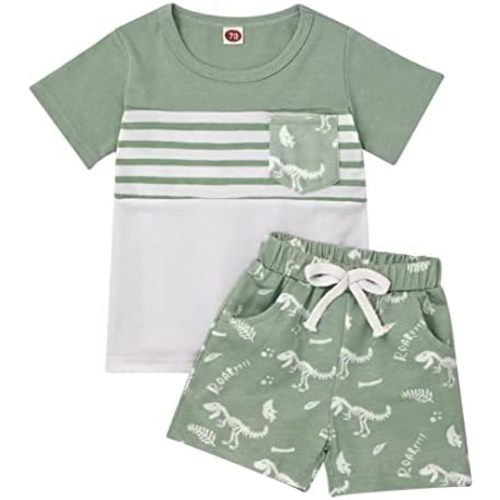 Toddler Baby Boy Clothes Boys Summer Outfits Short Sleeve Dinosaur T-Shirt & Shorts Set 2Pcs