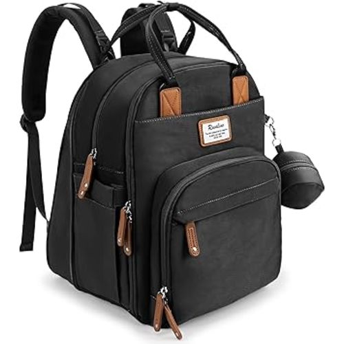 RUVALINO Diaper Bag Backpack, Multifunction Travel Pack Maternity Baby Changing Bags, Large Capacity, Waterproof, Dark Gray