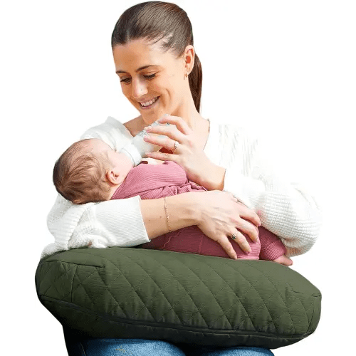 Boppy Nursing Pillow - Ergonomic Bottle & Breastfeeding Pillow with High, Firm, Large Area, Water-Repellent Cushion with Washable Cover; Baby Safety Alliance Verified - Quilted Moss