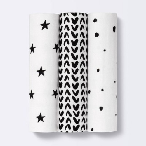 Muslin Swaddle Blanket - Cloud Island™ - Black/White - 3pk
