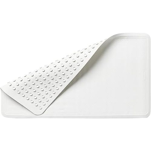 Rubbermaid Commercial Products Bath Tub and Shower Mat, 36-Inch X 18-Inch, White, Extra Long, Machine Washable, Safti-Grip Non-Slip Bathroom Mat with Suction Cups for Home/Hotel/Shower/Bathtub