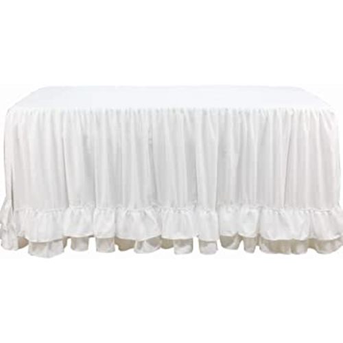2 Tiered Ruffled Crib Skirt Baby Nursery Bedding Dust Ruffle (White)
