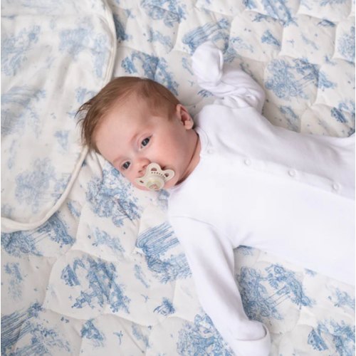 Spring Toile Blue Quilted Playmat - Organic Cotton Baby Playmat – The Gilded Bird US